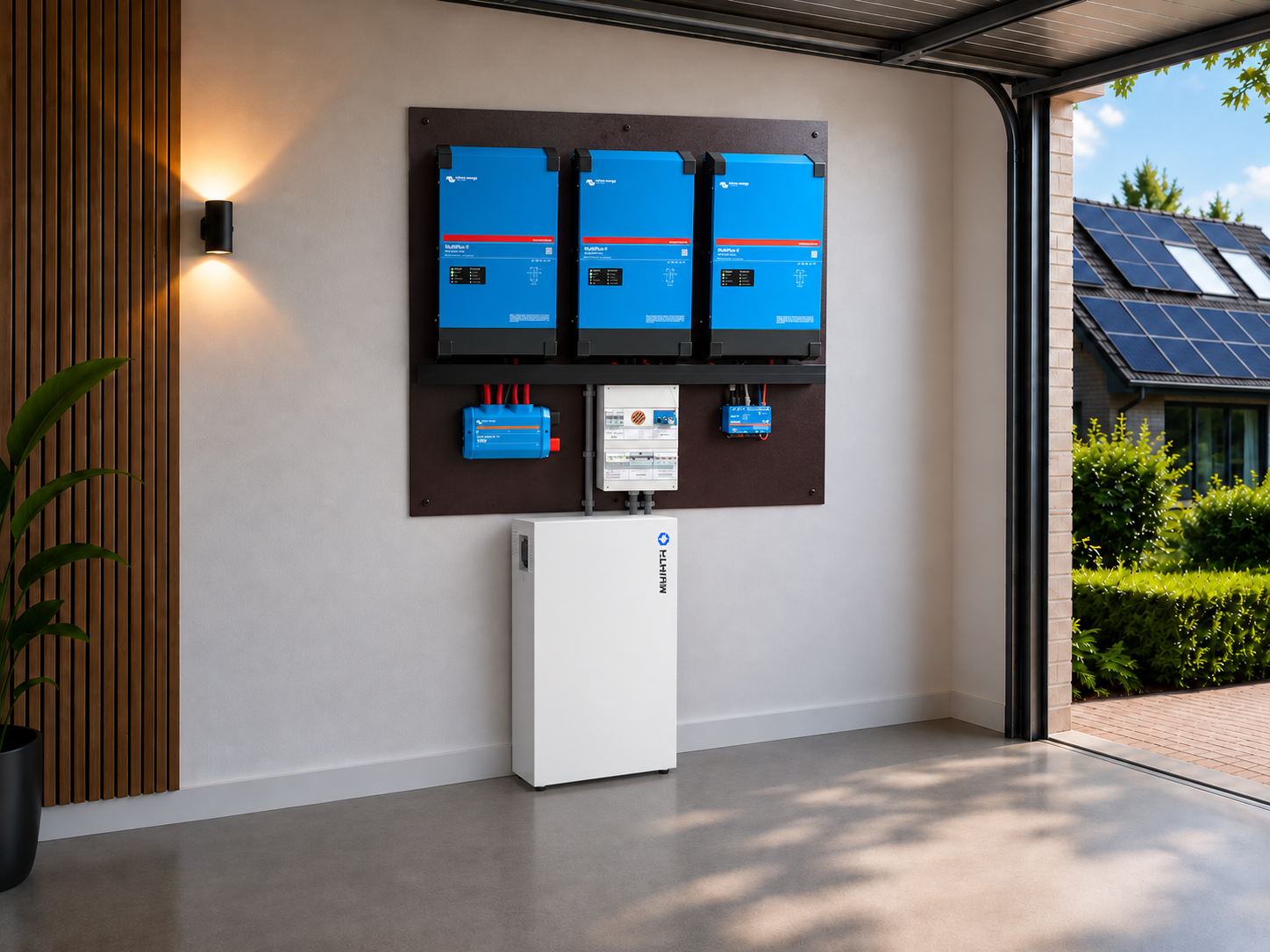 Voorbeeldopstelling met Victron en batterijopslag